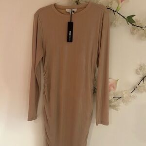 Forever 21 - Long Sleeve Long Dress light Pink and Shiny